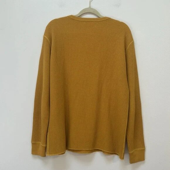 Outerknown Thermal Waffle Crewneck Long Sleeve Mustard Gold Size Medium - Picture 3 of 7